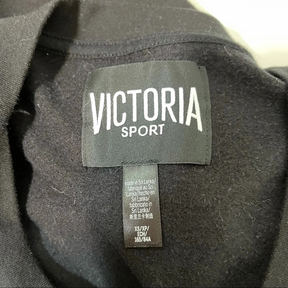 VS Victoria Sport Black Fleece Lined Crewneck Pullover Sweatshirt Xsmall Women’s - Picture 10 of 12